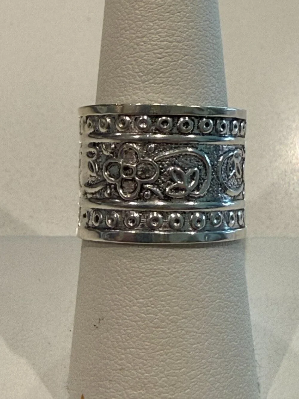 Sterling silver wide band ring